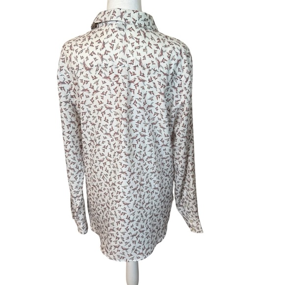 Ann Taylor Woman's Blouse Size 10 Bird Print Long Sleeve Button Up Lightweight - Picture 5 of 9